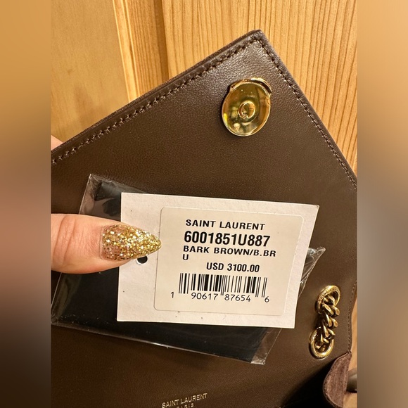 Yves Saint Laurent (ysl) medium suede envelope crossbody handbag/bag dark brown - Picture 5 of 12